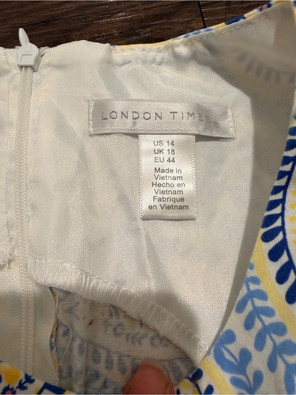 London Times Yellow and Blue Printed Dress - Picture 6 of 8
